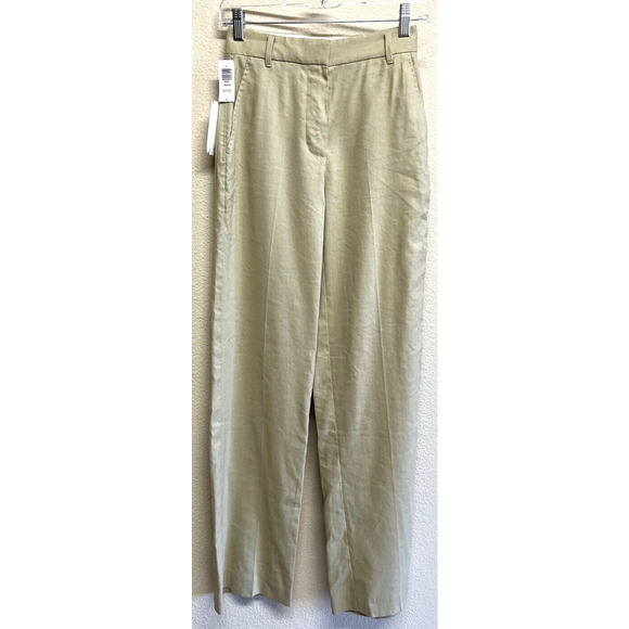 Aritzia Wilfred Trieste Linen Blend Pants Women Size 00 Beige Olive NEW - Picture 6 of 12